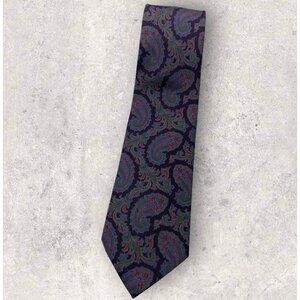 PELO Silk Tie GERMANY Purple Red Green Paisley W:3.5" EUC